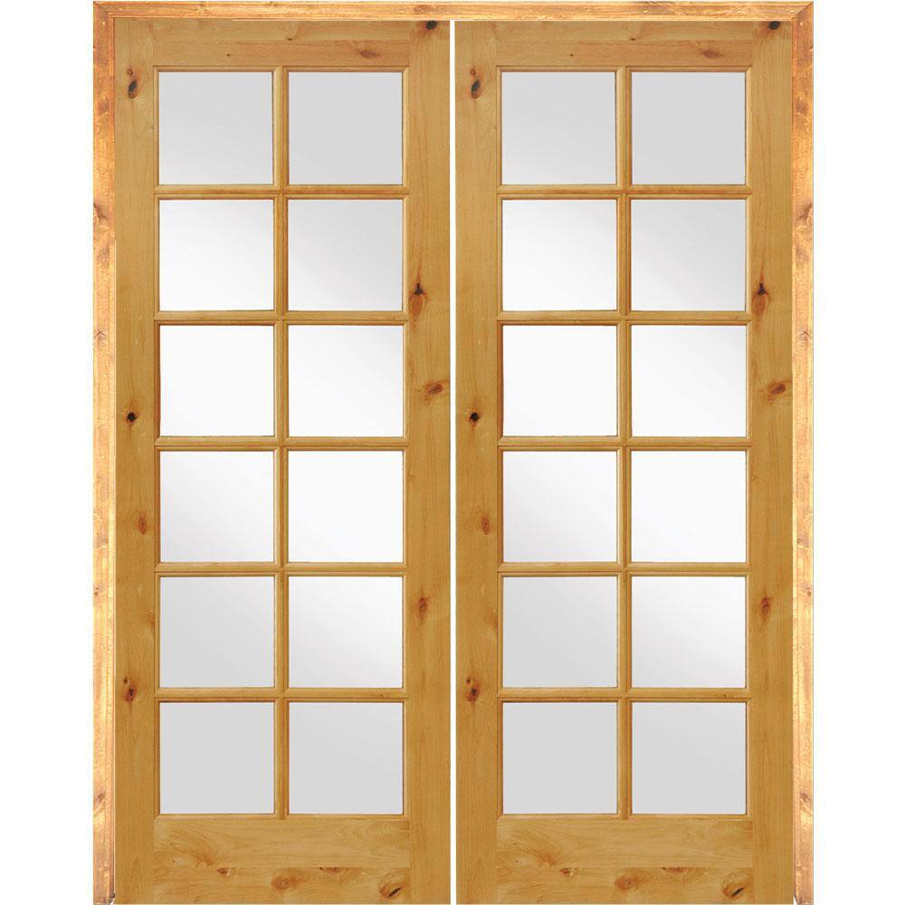 Krosswood Doors 48 in. x 96 in. Rustic Knotty Alder 12-Lite Low E Glass ...