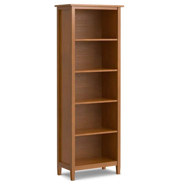 Warm Shaker 72 in. Tall Light Golden Brown Solid Wood 5-Shelf Bookcase