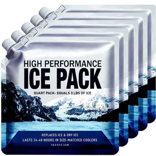 5-Pack 9.8 in. x 14 in. Reusable Ice Packs, Long Lasting Gel Freezer Packs for Cooler Bag and Lunch Box