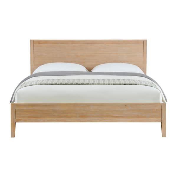 Amerlife Barrow Bed Frame 49" Tall Headboard Wood Bed Sliding Barn Door Storage