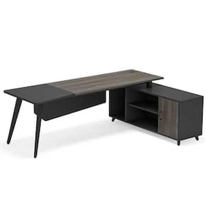 VERYKE 78.7 in. Rectangle Tiger MDF Home Office 2-Person Desk