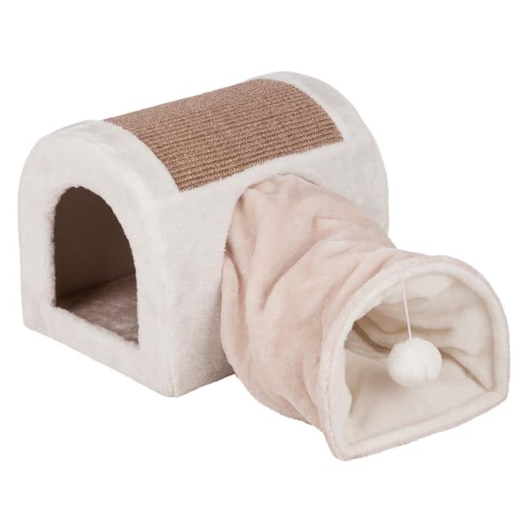 TRIXIE Light Gray/Taupe Ladina Cuddly Cave with Tunnel