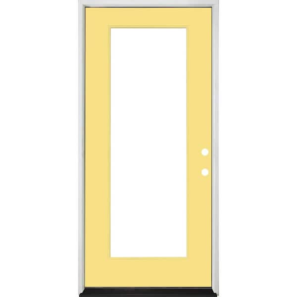 Steves & Sons Legacy 30 in. x 80 in. Full-Lite Clear Glass LHIS Jackfruit Finish Fiberglass Prehung Front Door