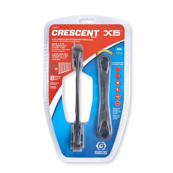 Crescent X6 CX6DBS2 4-in-1 Double Box Ratcheting Wrench Set SAE Black 2-Pi New 