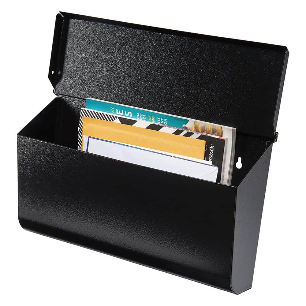 Medium Black Powder-Coated Steel Wall Mount Mailbox