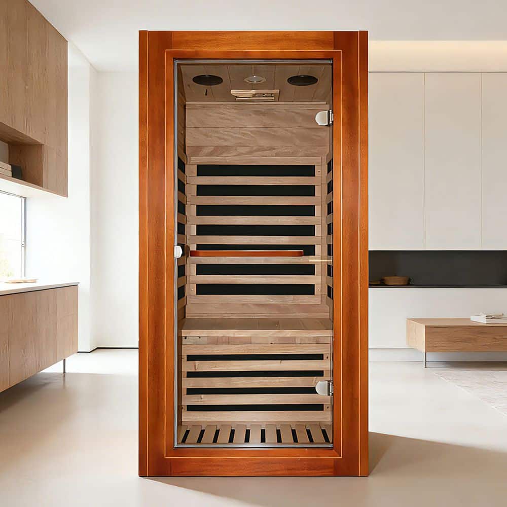Spygo Moray 1-Person Indoor Okoume Wood Infrared Sauna with 7-Far