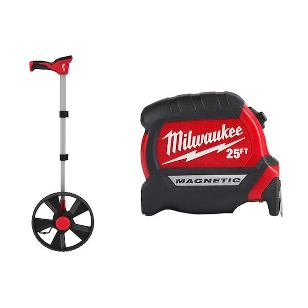 Milwaukee 12 in. Digital Measuring Wheel with 25 ft. x 1 in. Compact Magnetic Tape Measure with 15 ft. Reach