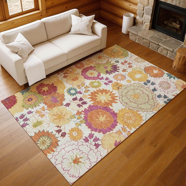 Chantille Machine Washable Indoor/Outdoor Abstract ACN2293 Ivory 3 ft. x 4 ft. Area Rug