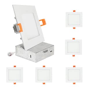 4 in. Square Color Selectable 5CCT New Construction or Remodel IC Rated Canless Integrated LED Recessed Light Kit White