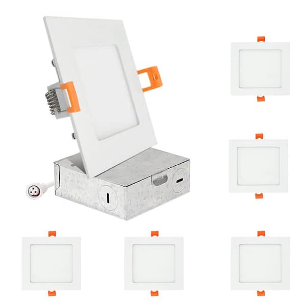 Pyramid Home Decor 4 in. Square Color Selectable 5CCT New Construction or Remodel IC Rated Canless Integrated LED Recessed Light Kit White