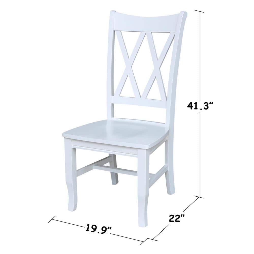 White High Cross Back Wood Side Chair Set