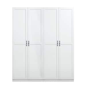 Hopkins White 29.6 in. Wide Freestanding Storage Closet Wardrobe with 7-Shelves (Set of 2)