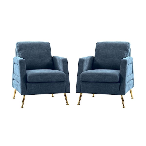 ARTFUL LIVING DESIGN Lluvia 27 in. Navy Chenille Arm Chair (Set of 2)