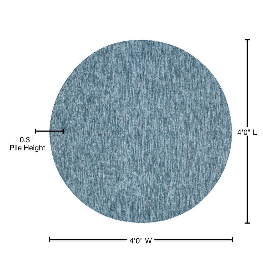 Courtyard Navy 47" Round Synthetic Indoor/Outdoor Area Rug