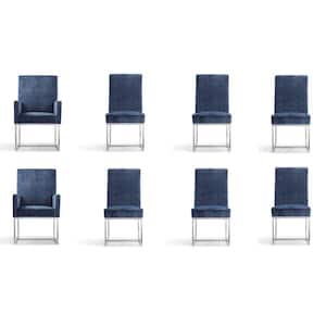 Element Blue Velvet Dining Chairs (Set of 8)