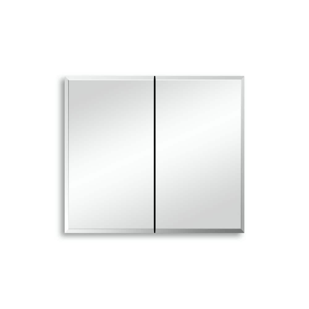 30 in. W x 26 in. H Large Rectangular Silver Aluminum Recessed Surface Moun