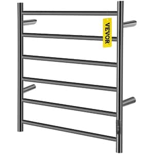 Heated Towel Rack 6-Bar Towel Warmer Rack 23.6 x 24 in. Wall Mounted Electric Towel Drying Rack with Timer,Matte Black