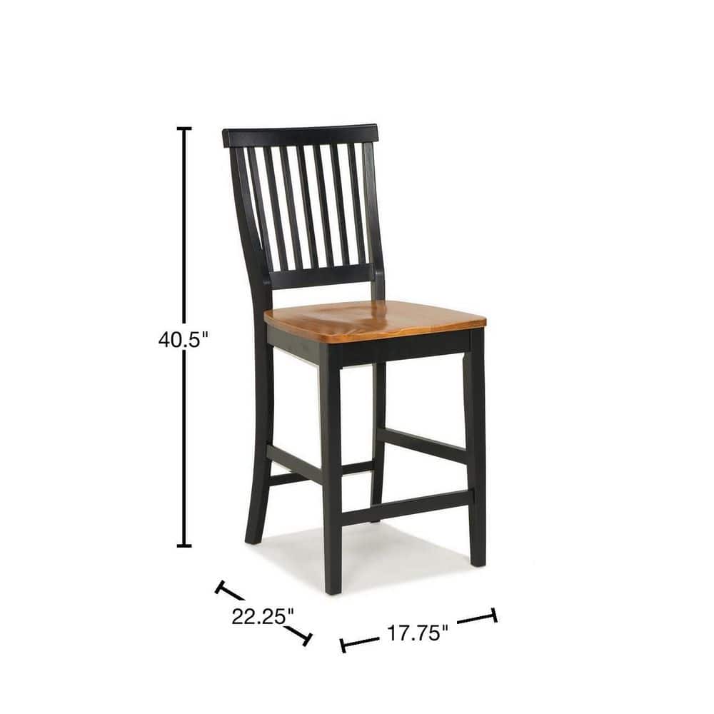 Cottage Comfort Black and Oak 24" Counter Stool with Slat Back