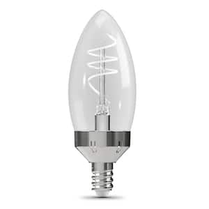 60W Equivalent B11 E12 Candelabra Switch to Dim White Filament Clear Chandelier LED Light Bulb True White 3500K (3-Pack)