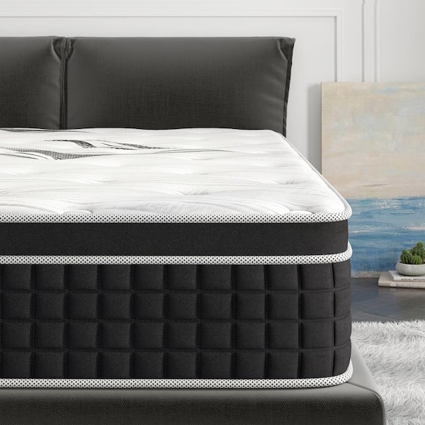 Crystli King Medium Gel Memory Foam 12 in. Hybrid Mattress Bed-in