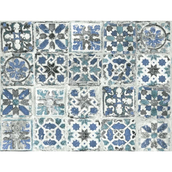 York Wallcoverings 45 sq. ft. Encaustic Tile Non-Woven Peel and Stick Wallpaper