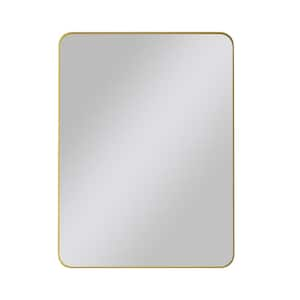 30 in. W x 40 in. H Modern Rectangle Framed Gold Wall Mirror