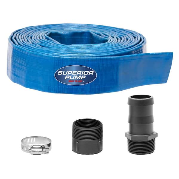Superior Pump 1-1/2 in. x 25 ft. Lay-Flat Discharge Hose Kit