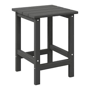 Mason 18 in. Gray Poly Plastic Fade Resistant Outdoor Patio Square Adirondack Side Table