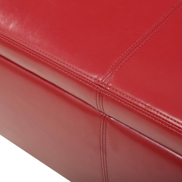 Red faux leather