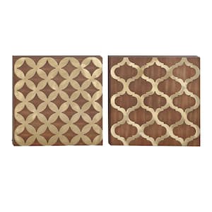 "Gold Trellis" Wooden Wall Art ((Set of 2))