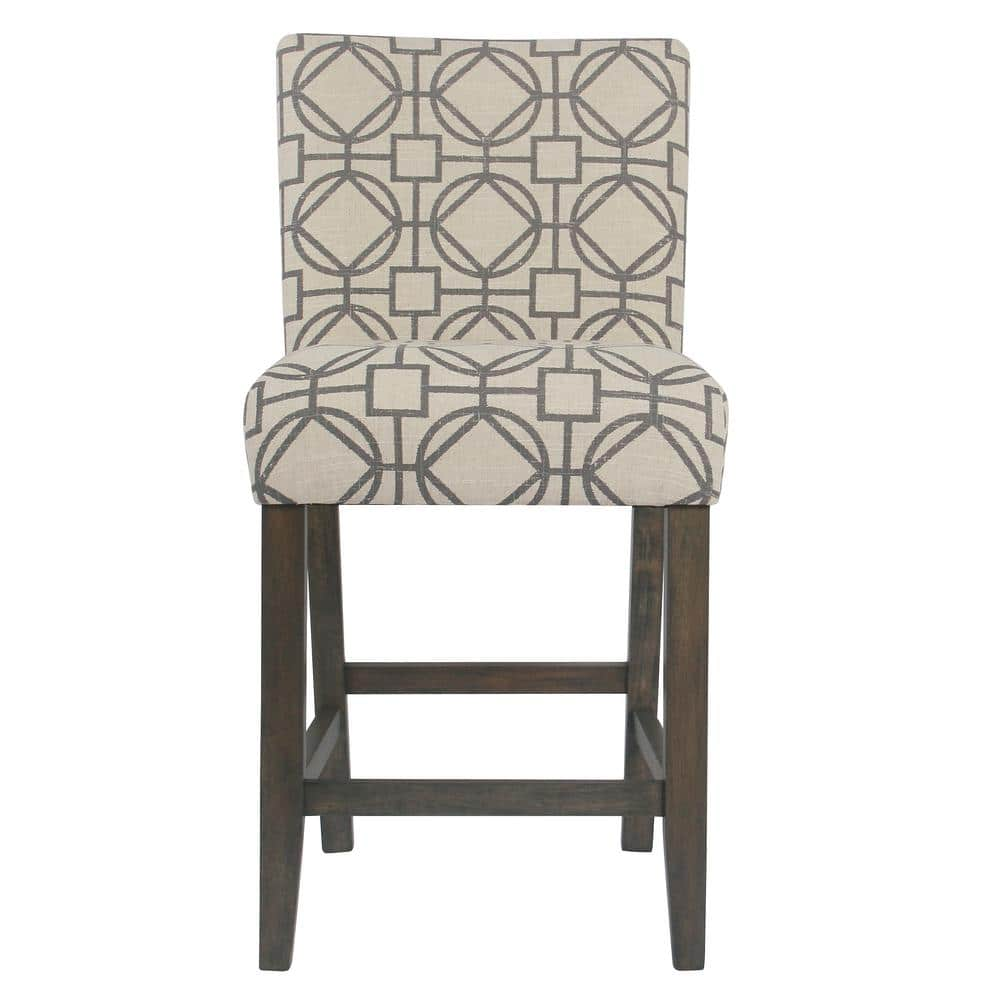 Homepop Parsons 24 in. Gray Lattice Bar Stool K6858.24-A825 - The