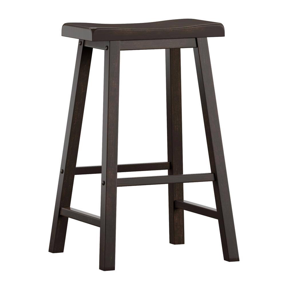 HomeSullivan Antique Black Saddle Seat 29 in. Bar Height Backless Stools (Set of 2) 405302ABK29