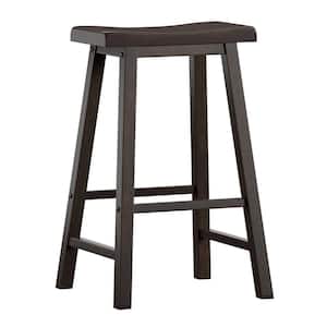 Antique Black Saddle Seat 29 in. Bar Height Backless Stools (Set of 2)