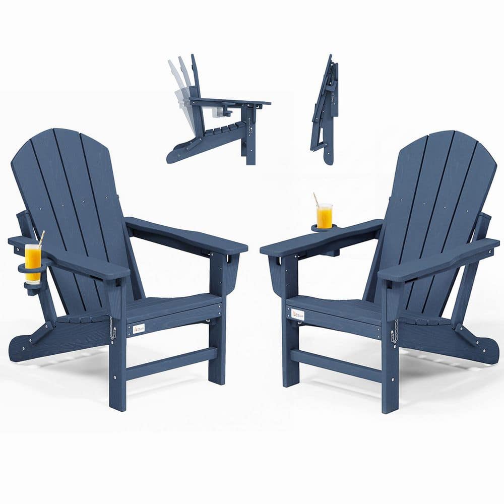 3-Level Navy HDPE Adjustable Adirondack Chair with Cup Holder (2 Pack) price history on PriceWatchPro