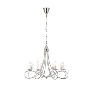 Timeless Home 28 in. 8-Light Polished Nickel Pendant Light, Bulbs Not Included