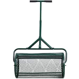 24 in. Peat Moss Spreader, Compost Spreader Metal Mesh, T Shaped Handle for Planting Seeding