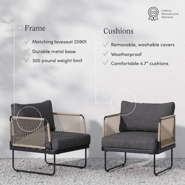 Nathan James Isla Bohemian Patio Chair, Matte Black Metal Nathan James Isla Bohemian Patio Chair, Matte Black Metal