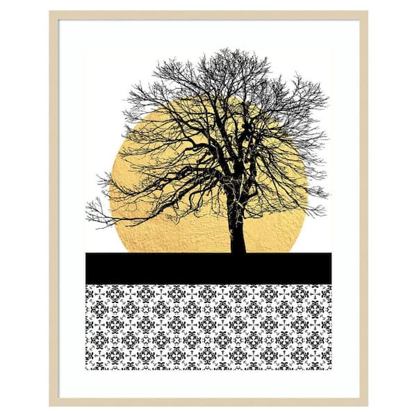 Amanti Art Yellow Moon Rising I by Regina Morre 33 in. W x 41 in. H. Wood Framed Wall Art Print Framed in Brown