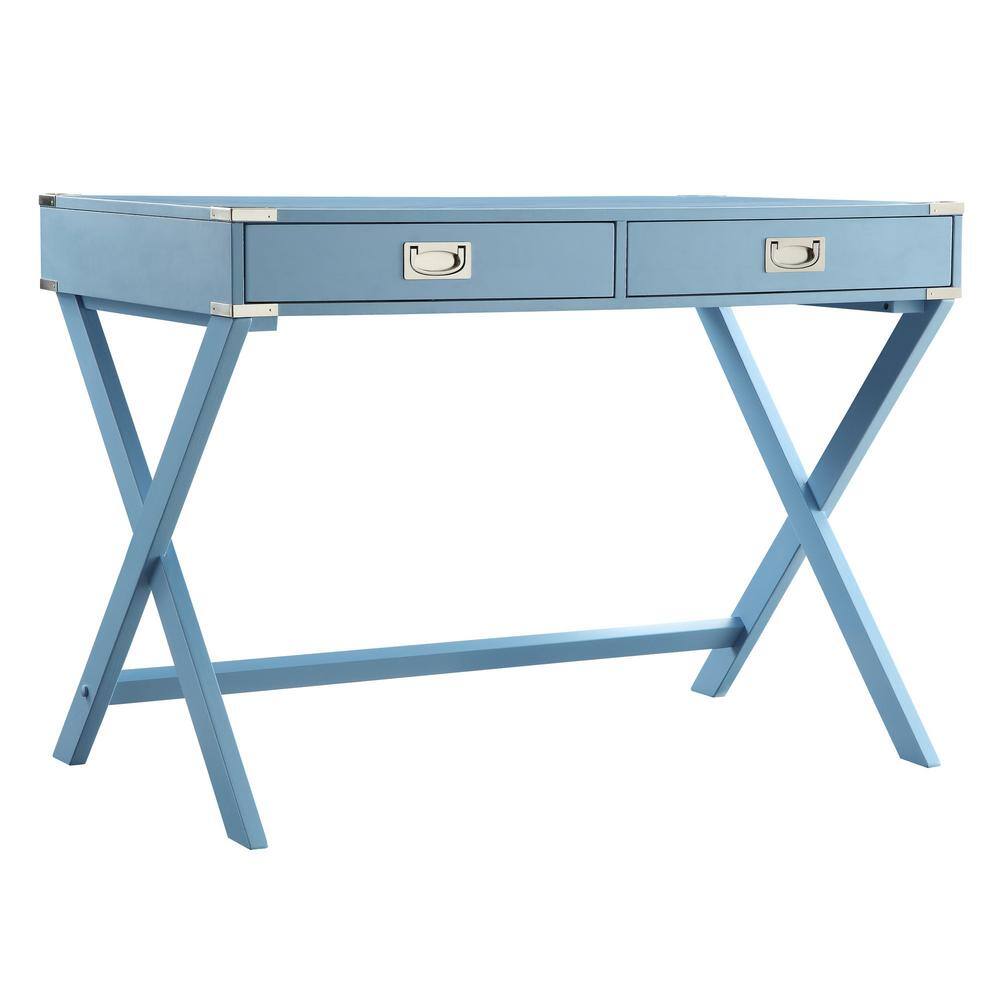 HomeSullivan 42 in. Heritage Blue X Base Wood Accent Campaign Writing ...