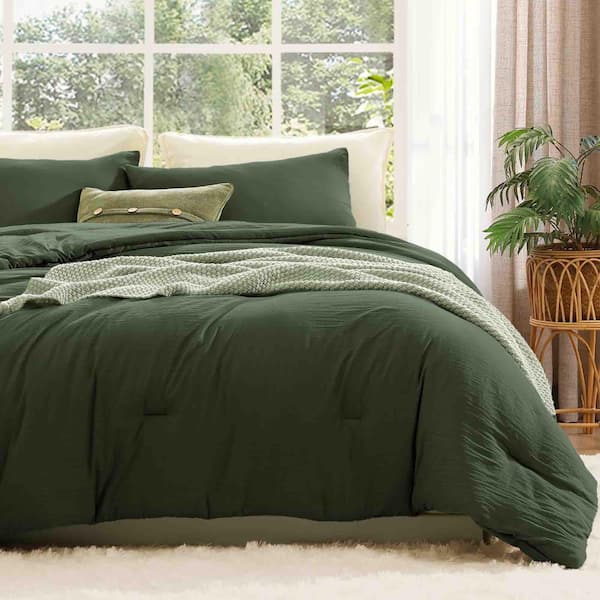 All Season 3 Pieces Full Size Comforter Set with Pillow Shams, Deep Forest