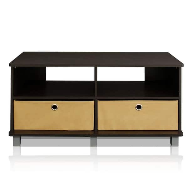 Espresso Brown Furinno Entertainment Center W 2 Bin Drawers 1 Set Television Stands Entertainment Centers Furniture Femsa Com