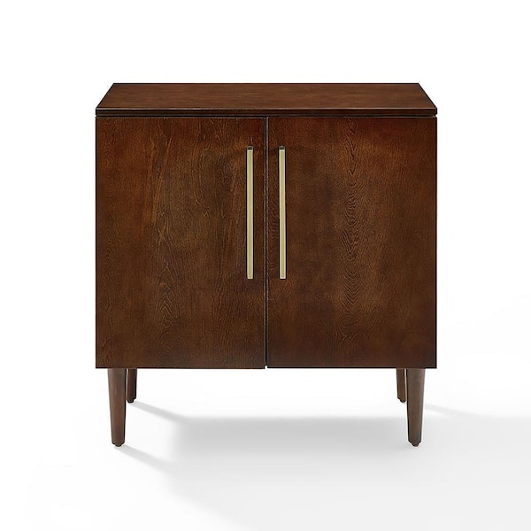 CROSLEY FURNITURE Everett 31 in. Mahogany Standard Rectangle Wood Console Table with Cabinet