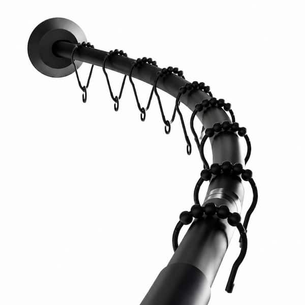72 in. Stainless Steel Curved Shower Curtain Rod, Tension or Permanent Mount, Extra Room, Matte Black