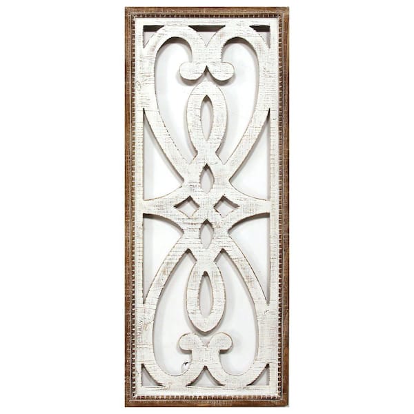 HomeRoots Victoria Wooden Distressed White Panel Wall Decor 373271