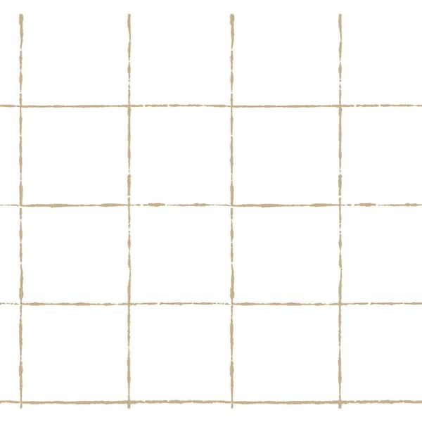 White La Vitre Plaid Gold Wallpaper