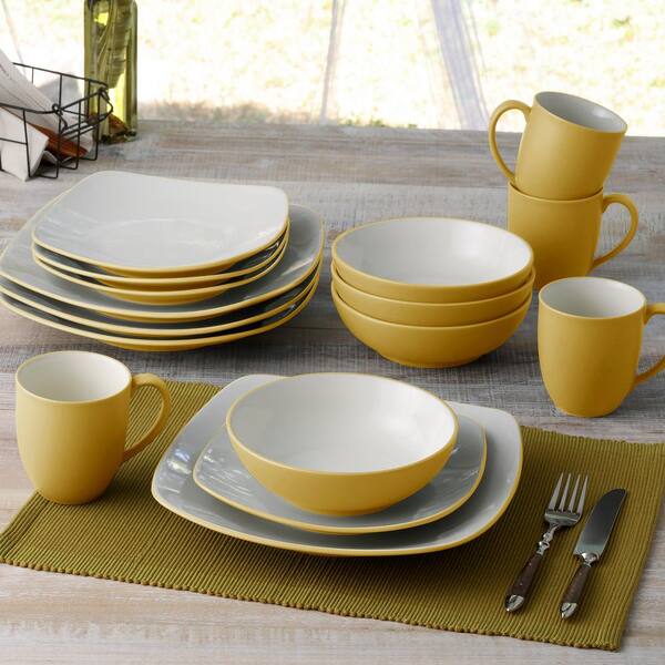 Noritake Colorwave Mustard 16-Piece Square (Yellow) Stoneware