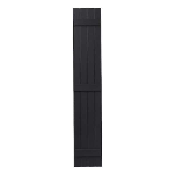 Ply Gem 15 in. x 75 in. Polypropylene 4-Board Closed Board and Batten Shutters Pair in Black