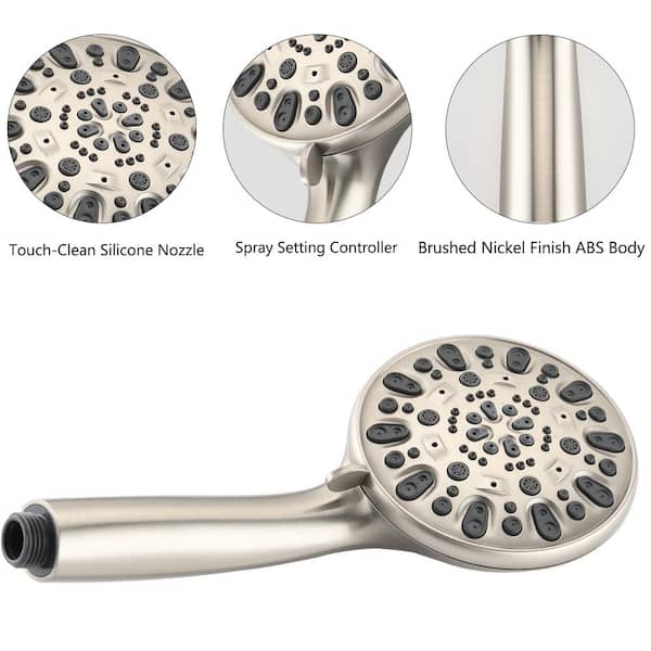 Tahanbath 7 Spray Settings Nickel X-W1219-W47477 Depot Brushed Shower - Handheld Head The and Fixed Home in