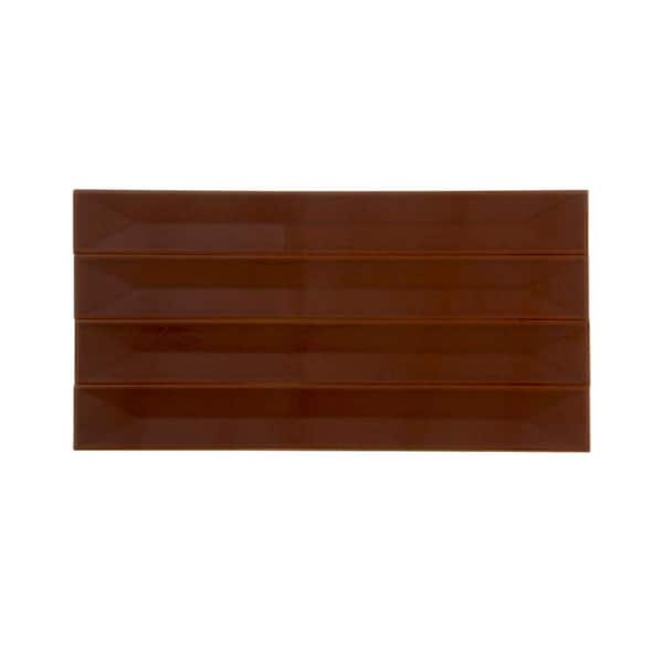 Horizonte 2 in. x 16 in. Glossy Caramel Ceramic Deco Subway Wall Tile (10.76 sq. ft./Case)-50 Pack