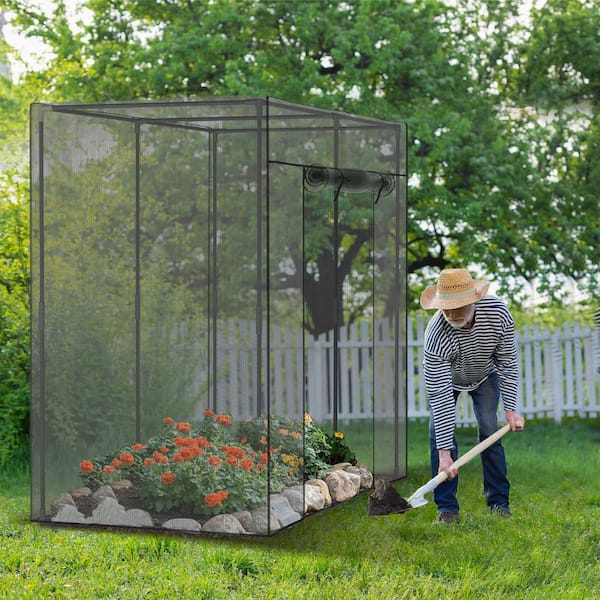 BOZTIY 6.5 ft. x 3.25 ft. x 6 ft. Crop Cage Plant Protection Tent with Zipper Door Wind-Resistant Plant Cages for Plants